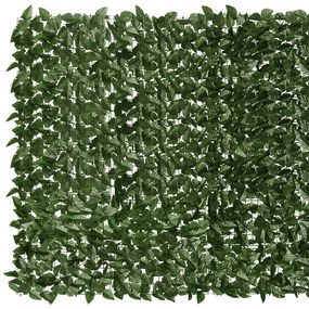 sötétzöld leveles erkélyparaván 600 x 150 cm
