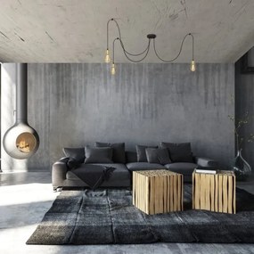 Csillár zsinóron TUBE LONG 3xE27/10W/230V fekete/arany