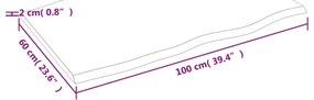 sötétbarna kezelt tömör tölgyfa asztallap 100 x 60 x 2 cm