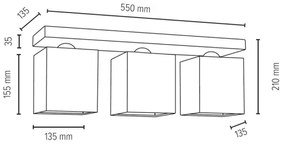 Spot-Light 2284374 - Mennyezeti lámpa INGER 3xE27/25W/230V