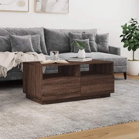 barna tölgyszínű dohányzóasztal LED-lámpákkal 90x49x40 cm