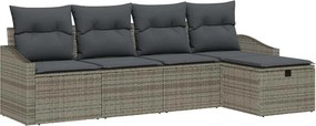 vidaXL Kanapé Szett párnával tárolóval 5 pcs Szürke polirattan
