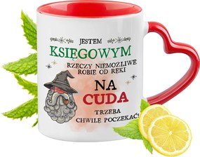 Könyvelőnek Piros Bögre Szív Alakú Füllel Ajándék