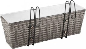2 db szürke polyrattan erkély virágtartó 50 cm