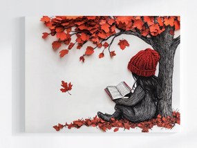 Poszter Gyerek Lány Könyv Fa Ősz 100x75