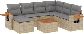 vidaXL 8 részes bézs polyrattan kerti ülőgarnitúra párnával