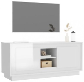fehér magasfényű szerelt fa TV-szekrény 102x35x45 cm