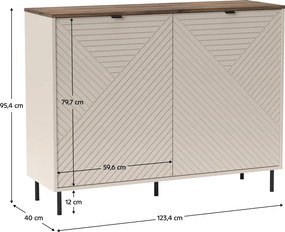 Komód, kasmír/castello tölgy, EYCO 2D