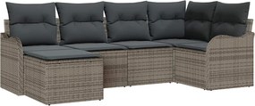 vidaXL Kerti Kanapé Szett 6 pcs Szürke polirattan