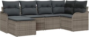 vidaXL Kerti Kanapé Szett 6 pcs Szürke polirattan
