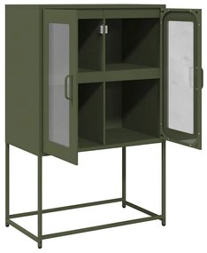Highboard olívazöld 68x39x107 cm Acél