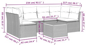 7 részes bézs polyrattan kerti ülőgarnitúra párnákkal