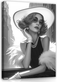 Vászonkép Nő Kalapban Fekete-fehér Vászonkép A Nappali Hálószobájába 100x70