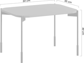 Sonatia dohányzóasztal 60 cm, téglalap alakú, fém lábakkal - bordó