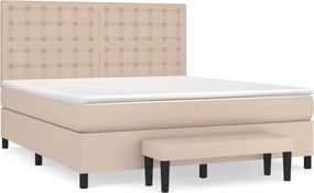 vidaXL cappuccino színű műbőr rugós ágy matraccal 160 x 200 cm