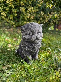 Beton kerti figurák. Cica cica ülő beton dekoráció. cica