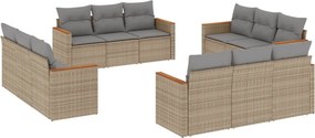 vidaXL 12 részes bézs polyrattan kerti ülőgarnitúra párnákkal