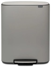 Világosszürke acél szelektív pedálos szemetes 60 l Bo – Brabantia