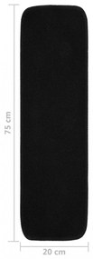 vidaXL 15 db fekete négyszögű csúszásmentes lépcsőszőnyeg 75 x 20 cm