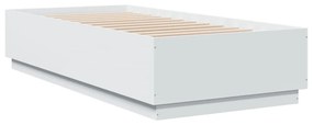 fehér szerelt fa ágykeret LED-del 90 x 200 cm