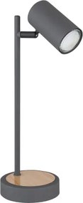 Globo 57910TG Asztali lámpa fém grafit, fém fa megjelenés, fém grafit, ø: 120mm, M: 350mm, kábelhossz 1500mm, fényforrás nélkül szállítva 1x GU10 LED 5W 230V
