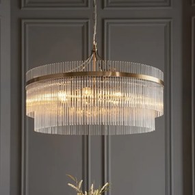 Endon 112574 - Láncos csillár MARIETTA GRAND 7xE14/7W/230V sárgaréz/átlátszó