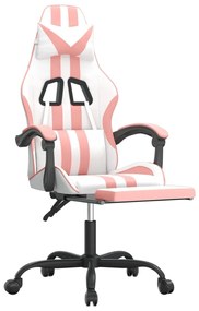 fehér és rózsaszín műbőr forgó játékszék lábtartóval