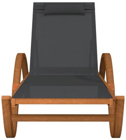 Szürke textilén és tömör nyárfa napozóágy párnával