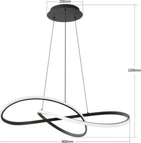Brilagi - LED dimmelhető kábeles csillár INFINITY LED/80W/230V 80x80 cm fekete + távirányító