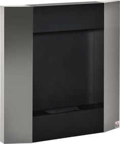 HOMCOM Fali Bioetanol Kandalló 0.7L Tartállyal és Fedéllel 20m²-ig, Acél, 72x11x72cm, Ezüst és Fekete | Aosom