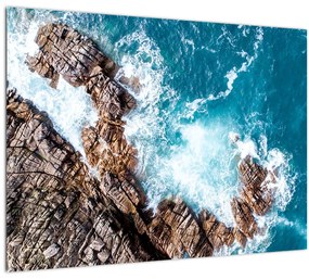 Kép a sziklák és a tenger (üvegen) (70x50 cm)