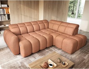 Lazacszínű buklé kinyitható-tárolóhelyes sarokkanapé (jobb oldali-L alakú) Falconn – ELTAP