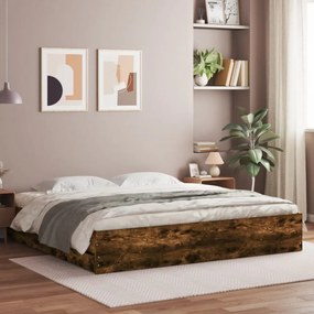 füstös tölgy színű szerelt fa ágykeret fiókokkal 180 x 200 cm