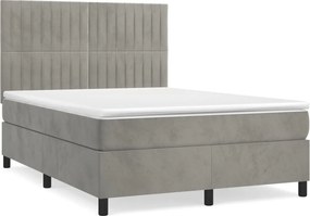 vidaXL világosszürke bársony rugós ágy matraccal 140x190 cm
