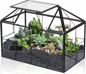 Virágtartó üveg, átlátszó, fekete Homtone 23 cm x 14 x 18,5 cm