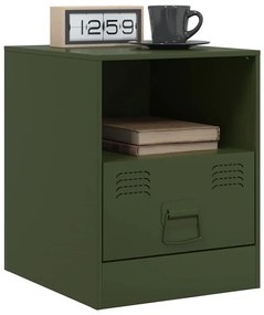 Olívazöld acél éjjeliszekrény 34,5 x 39 x 44 cm