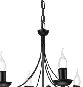 Csillár láncon DONATO 6xE14/40W/230V fekete