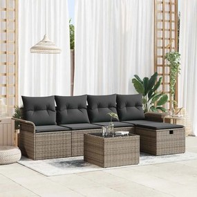 Kerti Kanapé Szett 6 pcs Szürke 251 x 117 x 85 cm Poli rattan