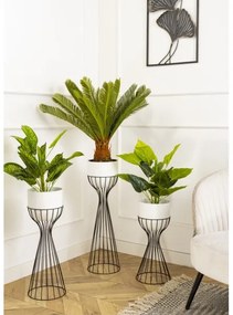 Fém virágcserép LOFT 46x20 cm fekete/fehér