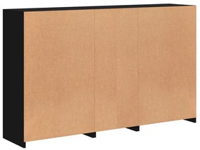 fekete tálalószekrény LED-világítással 162 x 37 x 100 cm