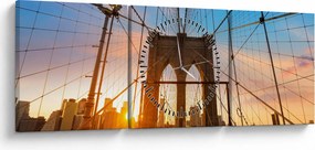 Kép - Brooklyn, híd, Manhattan, New York (órával) (90x30 cm)