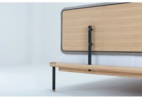Szürke-natúr színű tölgyfa franciaágy ágyráccsal 180x200 cm Fina – Gazzda