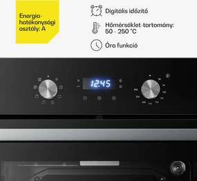 Klarstein Verosteel beépített sütő | 60 cm | 67 l A energiaosztály | 3220 W | ezüst színű
