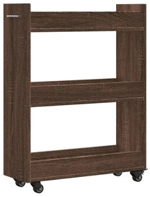barna tölgy színű szerelt fa szekrény kerekekkel 60x22x79 cm