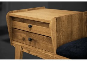 Fiókos tölgyfa pad, kék ülőrésszel Retro - The Beds