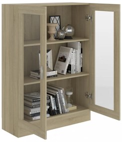 sonoma tölgy színű szerelt fa vitrinszekrény 82,5x30,5x115 cm