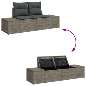 4 részes kertkanapé párnákkal szürke poli rattan