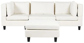 Háromszemélyes kombinálható fehér kárpitozott kanapé ottománnal UNSTAD Beliani
