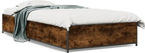 vidaXL füstös tölgyszínű szerelt fa és fém ágykeret 75 x 190 cm