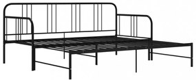 fekete fém kihúzható kanapéágy-keret 90 x 200 cm